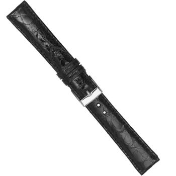 Model R0621-01-20, Urrem i sort ægte krokodille med syning føres i 12-20mm, her 20 mm hos Urskiven.dk
