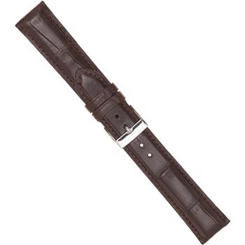 Model R0631-02-18, Urrem i mørkebrun ægte polstret alligator føres i 18-22mm, her 18 mm hos Urskiven.dk