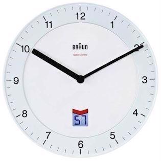 Hvidt Braun væg ure, radio styret quartz ur med dato - Ø 20 cm, model BNC006WHWH-DCF