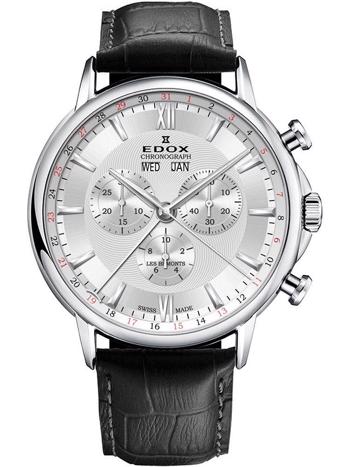 Edox Les Bémonts Sølv Swiss Quartz med chronograph Herre ur, model 10501-3-AIN