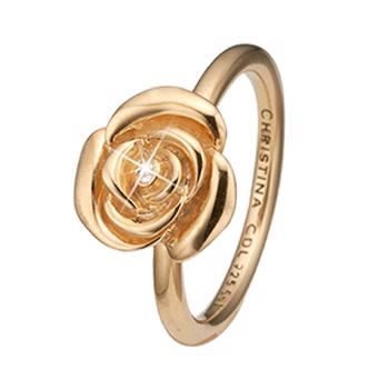 Urskiven.dk har dit  Forgyldt nydelig ring med detaljeret rose fra Christina Watches