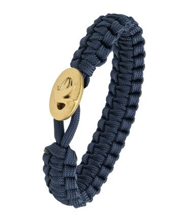 Blåt From Soldier to Soldier armbånd – råt design med Dove of peace forgyldt lås