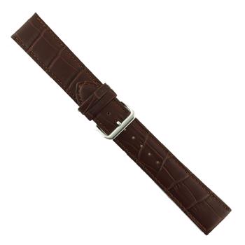 Condor bestseller læderurrem med krokodillemønster i  mørkebrun med stikninger - 190mm, 24 mm bred, 190 mm lang og med sølv spænde