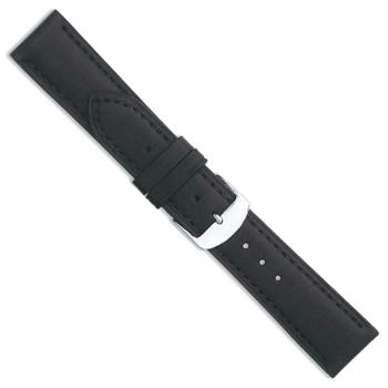 Sort læderurrem med sorte stikninger i bredderne 20-22 mm og 190 mm lang og med flere spænde farver.