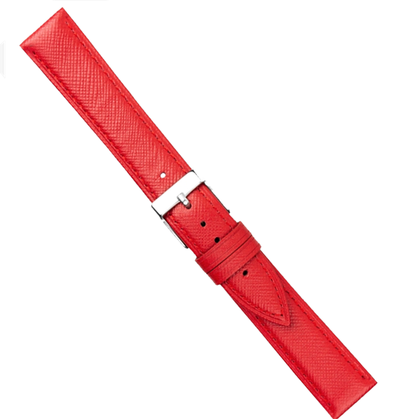 Romenta Urrem i rød Saffiano skind føres i 14-20mm, her 14 mm