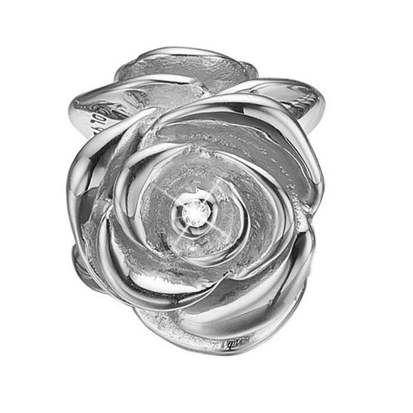 Christina Collect sølv rose charm til sølvarmbånd, Topaz Rose med rustik overflade, model 623-S136