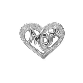 Christina Collect sølv mom hjerte charm til sølvarmbånd, MOM Million Love med rustik overflade, model 623-S137