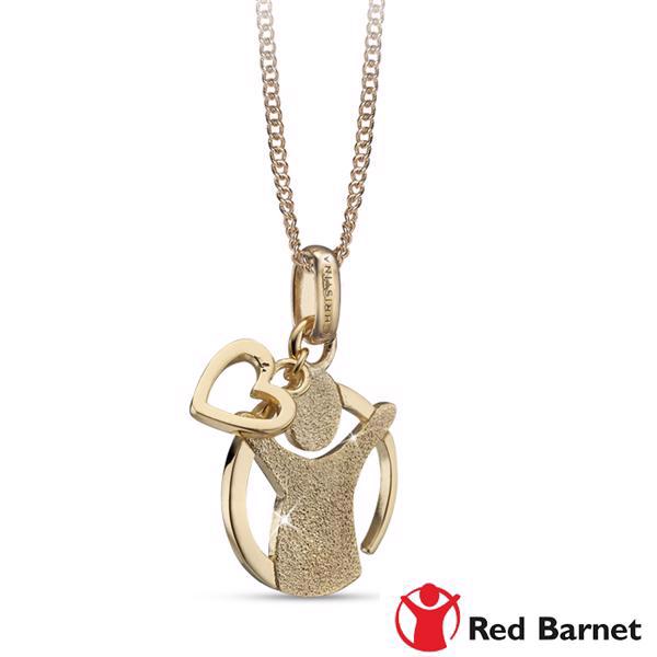Christina Jewelry sølvvedhæng, Red Barnet 75 år/Valentine med forgyldt overflade med en 70+20 cm kæde