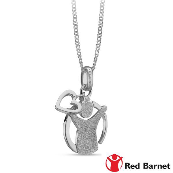 Christina Jewelry Sterling sølv vedhæng, Red Barnet 75 år/Valentine med blank overflade, med en 40+15 cm kæde