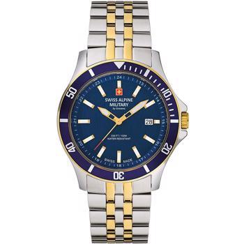 Swiss Alpine Military Military Forgyldt stål og stål quartz herre ur, model 7022.1145