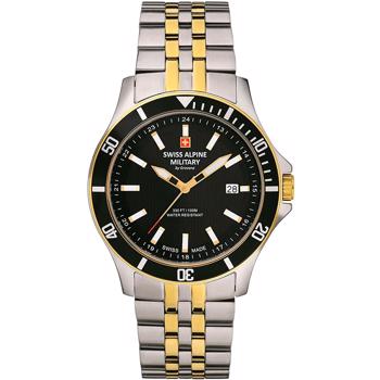 Swiss Alpine Military Military Forgyldt stål og stål quartz herre ur, model 7022.1147