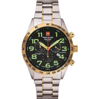Swiss Alpine Military Military Chrono Forgyldt stål og stål quartz herre ur, model 70479144