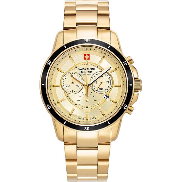 Swiss Alpine Military Military Chrono Forgyldt stål  quartz herre ur, model 7089.9111 