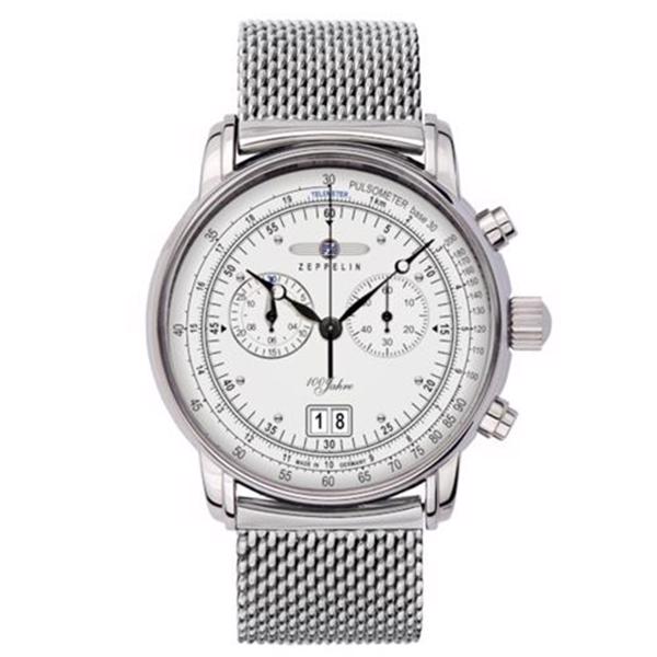 Zeppelin 100 Year Rustfri stål Ronda 5020.B Herre ur, model 7690M-1