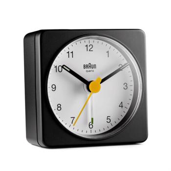 Braun Classic sort plast lydløst quartz Rejse vækkeur ur, model BC02BW