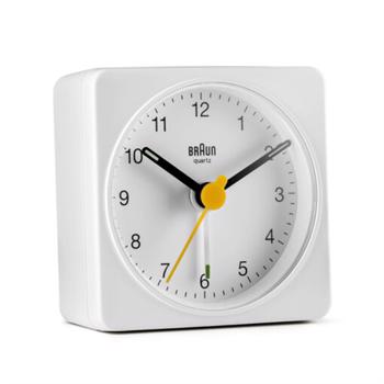 Braun Classic Hvid plast lydløst quartz Rejse vækkeur ur, model BC02W