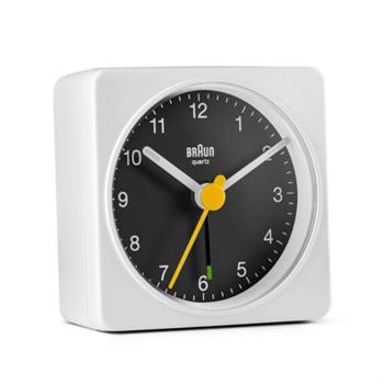 Braun Classic Hvid plast lydløst quartz Rejse vækkeur ur, model BC02WB