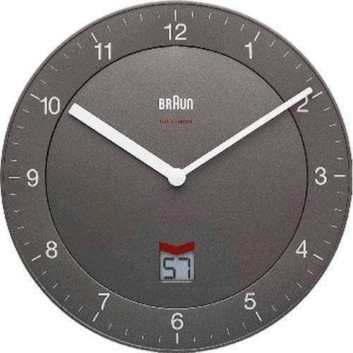 Gråt Braun væg ure, radio styret quartz ur med dato - Ø 20 cm, model BNC006GYGY-DCF