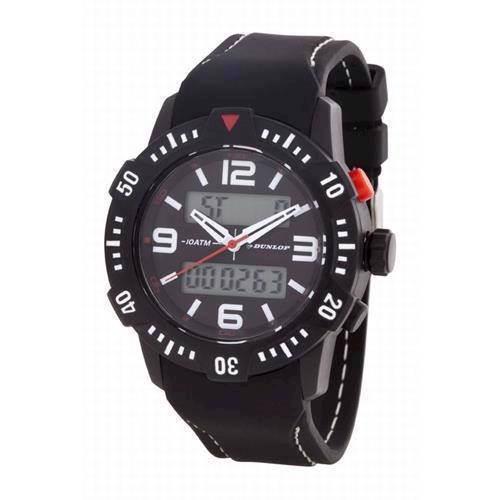 Dunlop  sort plast quartz Herre ur, model DUN-264-G01