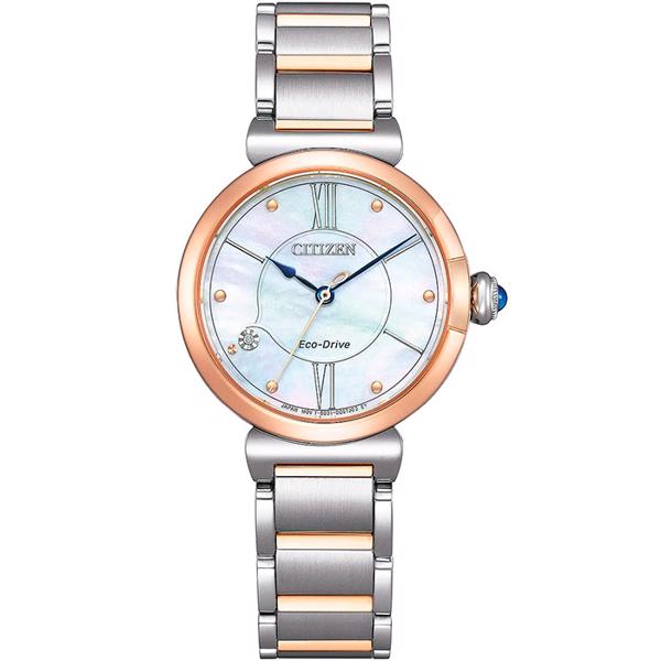 Citizen Elegance Forgyldt stål og stål ECO Drive Quartz dame ur, model EM1074-82D