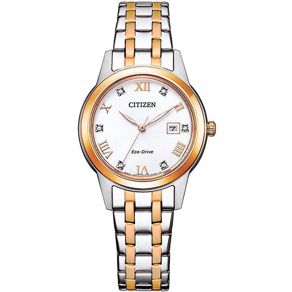 Citizen Eco-Drive Elegance Forgyldt stål og stål ECO Drive Quartz Dame ur, model FE1246-85A