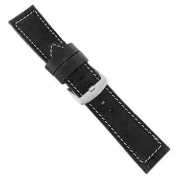 Søgaard Fluco massiv sort kalveskinds urrem i bredder fra 20-26 mm, 193 mm lang, her 18 mm