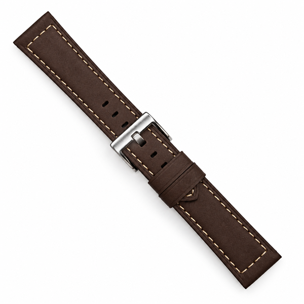 Søgaard Marina brun nubuck urrem med hvide syninger fra Fluco, 20-24 mm