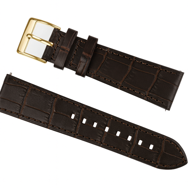 Gant urrem, brun kalv med præg og rosa spænde, 22 mm