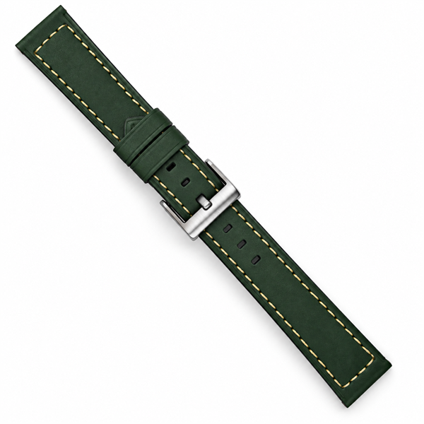 Søgaard Marina grøn nubuck urrem med hvide syninger fra Fluco, 20-24 mm