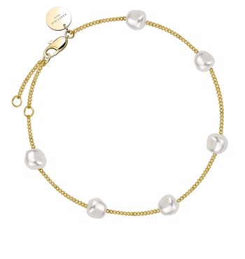 Armbånd i forgyldt stål med barok perler fra Rosefield