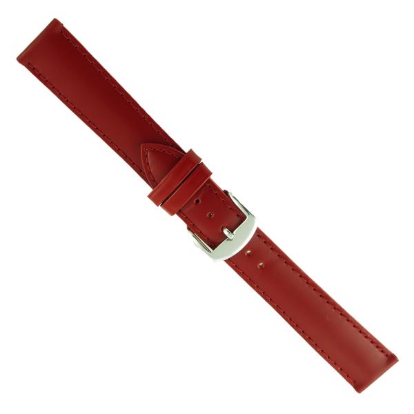 Rochet Key West ko læderurrem i Rød, 14 mm bred, 195 mm lang og med sølv eller guld spænde