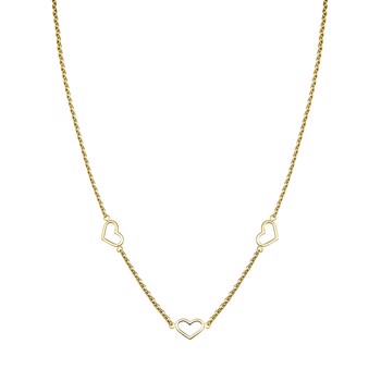 Halskæde med hjerter i forgyldt stål fra Rosefield