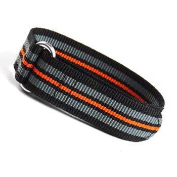 Velcro urrem, Sort, grå og orange, 18 mm bred, 270 mm lang og med sølv spænde
