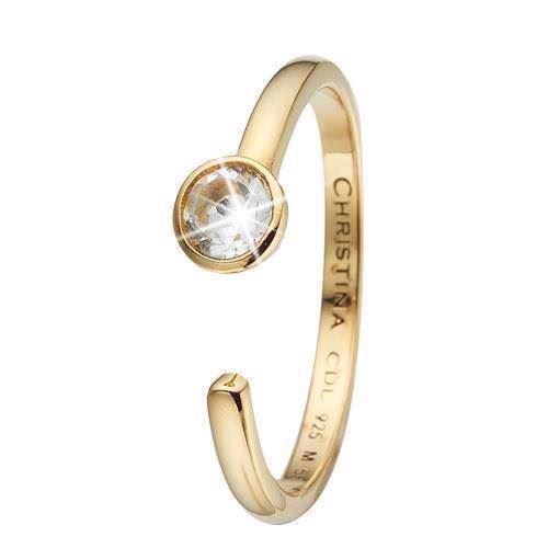 Christina Forgyldt sølv Magical Topaz blank solitære ring med hvid topaz, model 2.11.B-53 købes hos Guldsmykket.dk her
