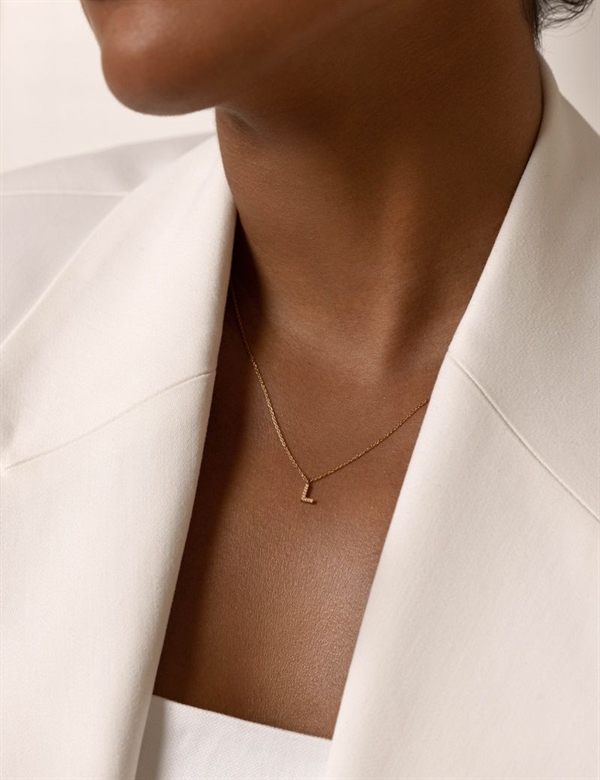 MB0097, Mockberg Stone Letter Å Gold Necklace Halskæde