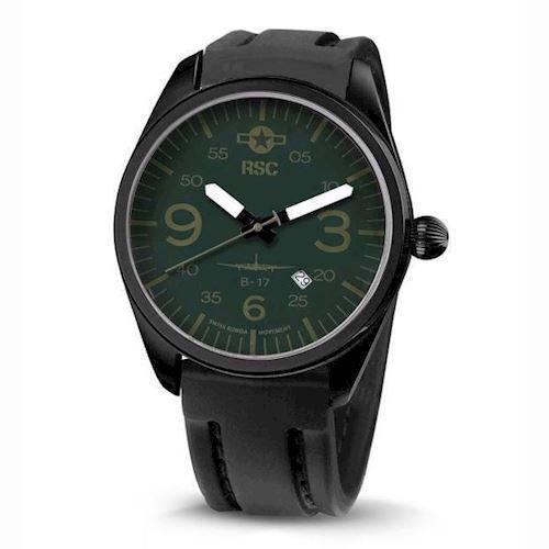 Image of RSC Pilot Watches B-17 Flying Fortress IP sort stål Ronda quartz herre ur, model RSC2120