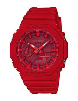 Casio G-Shock rødt carbon (5611) multifunktions quartz Herre ur, model GA-2100-4AER