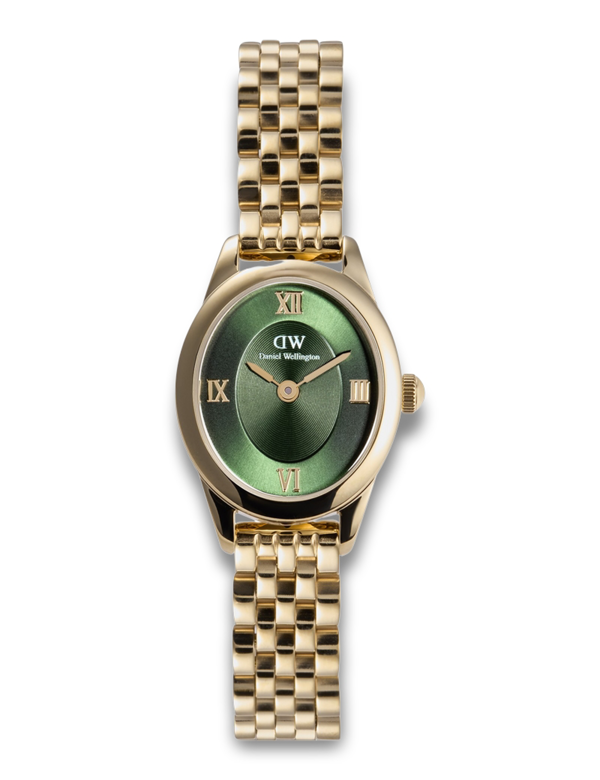 ADW00100804, Daniel Wellington Oval Mini G Emerald Quartz Dame m/lænke