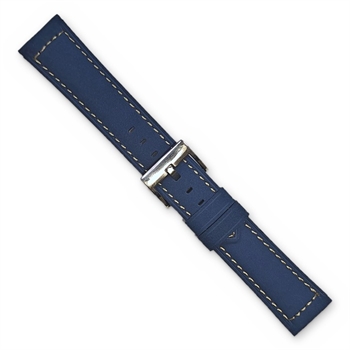 Søgaard Marina blå nubuck urrem med hvide syninger fra Fluco, 20-24 mm